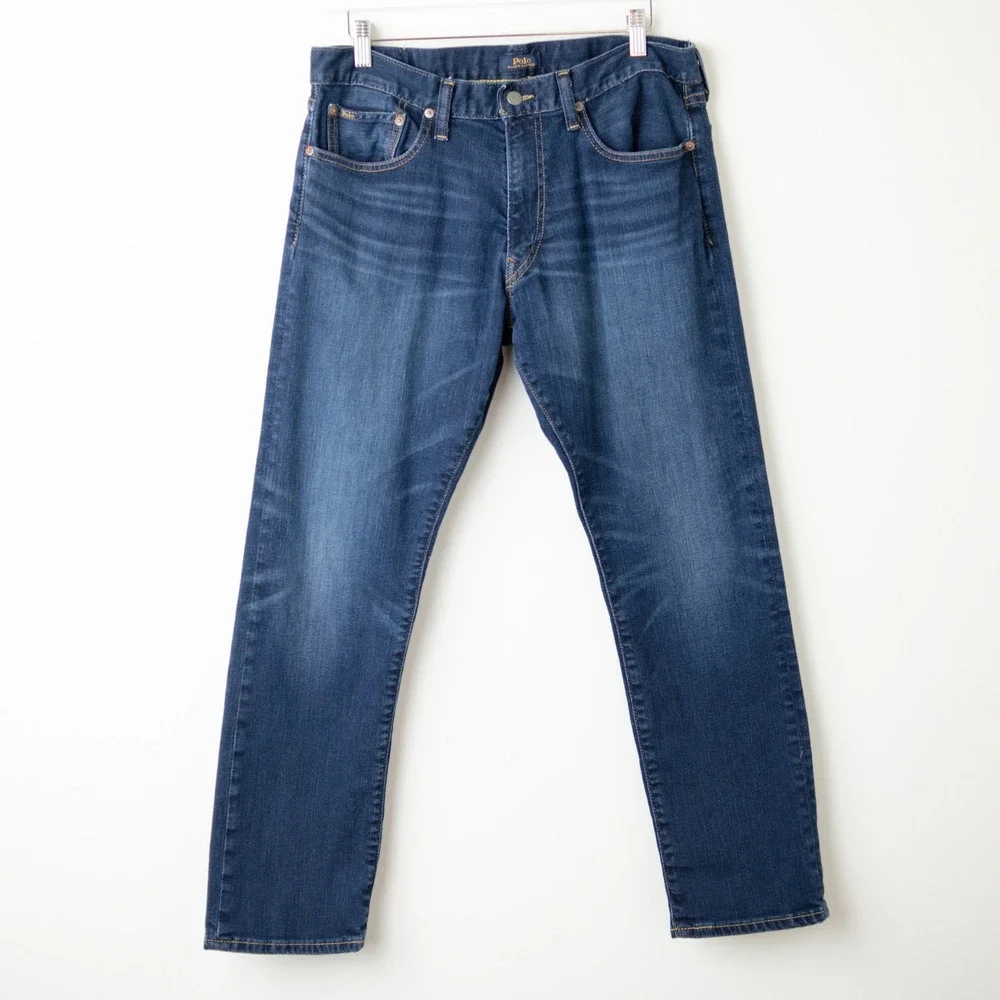 Polo Ralph Lauren Varick Slim Straight Mens 33x30 Blue Denim 5 Pocket